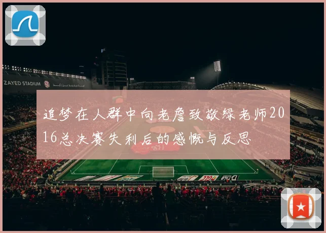 追梦在人群中向老詹致敬绿老师2016总决赛失利后的感慨与反思